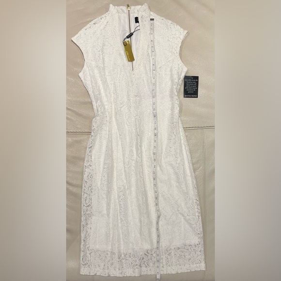BOSTON PROPER White Lace Sleeveless Dress - Picture 4 of 9